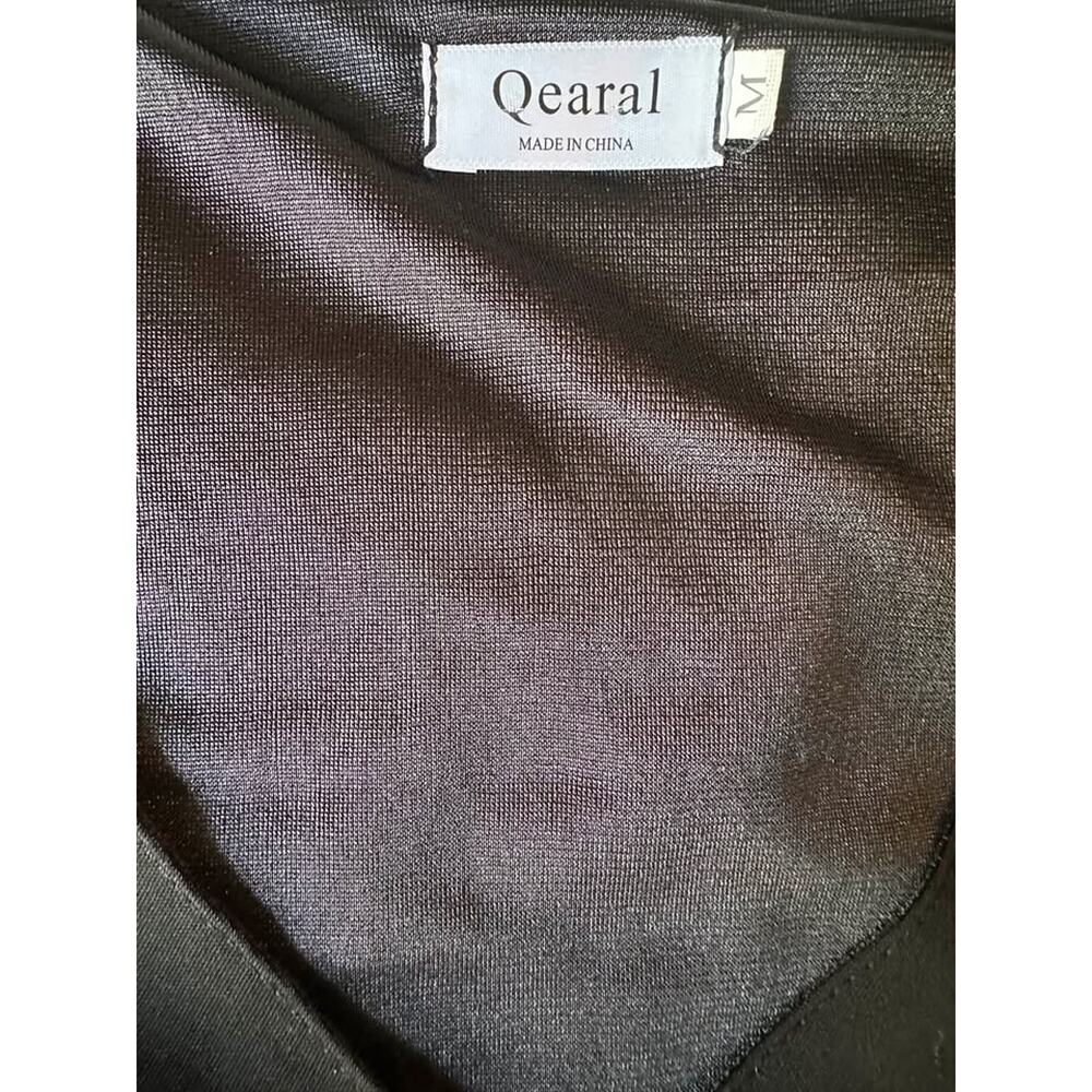 Women’s Qearal Black V-Neck Balloon Sleeve Blouse Medium - Picture 4 of 4